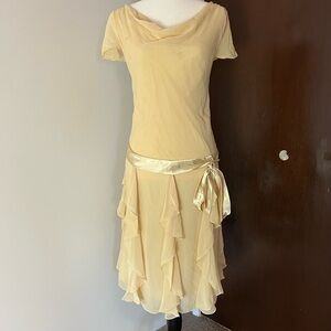 2000s Liz Claiborne Butter Yellow Midi Dress